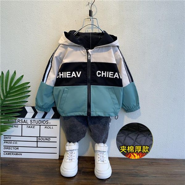 

jackets 2022 autumn winter trench coats clothes british style children's cotton-padded windbreaker teenagers kids 2-10y, Blue;gray