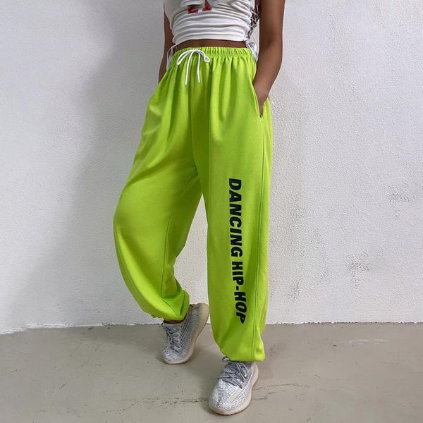 

women's pants & capris english printed casual wei 2021 autumn hip-hop-style high-waist loose-fit beam leg track, Black;white