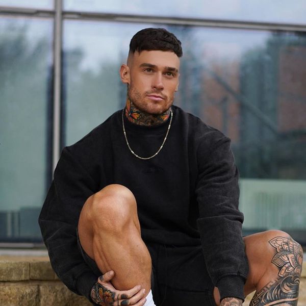 

2021 new autumn cotton clothing stretch men's hoodie sweatshirt pullover sweatshirts men streetwear 0ecp, Black