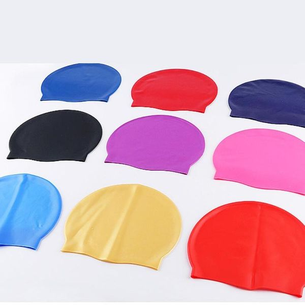 

protect ears long hair sports siwm pool swimming cap hat kids boy girl sporty ultrathin children bathing caps soft silicone