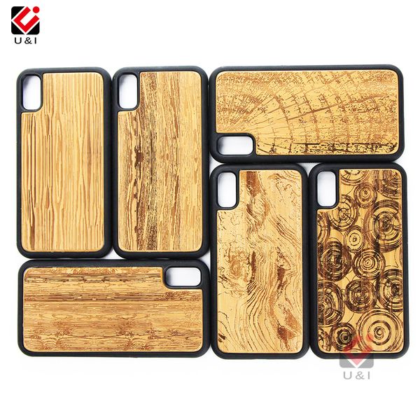 2021 Eco-amigável Madeira natural Bambu TPU Telefone Capas Personalizado Design Arte Impresso Impresso para iPhone 11 12 Pro XS XR MAX