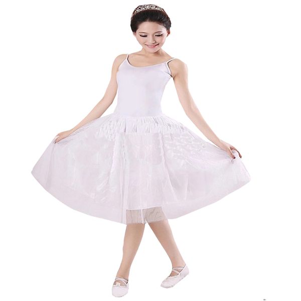 

white girls ballet dress tutu rehearsal practice dress swan costume for women long tulle dress sleeveness dance wear, Black;red