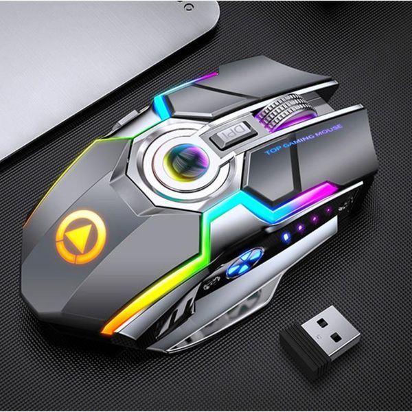 

mice xq wireless mouse 1600dpi rechargeable mute gaming rgb breathe backlight optical electroplated lapcomputer