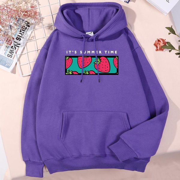 

men's hoodies & sweatshirts mens hoodie it's summer time strawberry pattern printing hoody male oversize japanese casual o-neck so, Black
