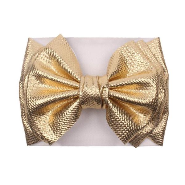 

classical 7" double layer metallic fabric large hair bow headband 2021 winter baby girl's head wrap hair bands headwear, Slivery;white