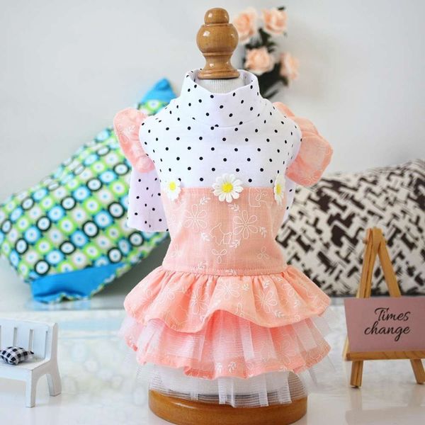 

pet clothing spring and summer drs princs dog shawl skirt polka dot
