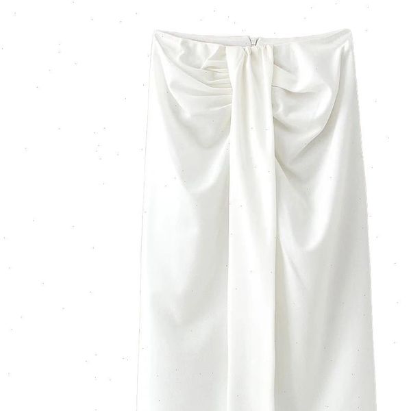 

2021 new women white slit skirt draped high waist midi elegant high street casual women skirts ropa mujer falda, Black