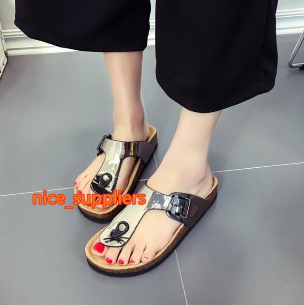 

boken women slipper summer beach cork flip flops sandals mixed color casual slides holiday shoes flat white black red