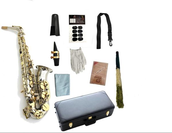 Alta Qualidade MargeWate Tubo de Bronze Body Banhado Gold Chave Alto Saxofone EB Tune Sax Pearl Button com Caixa Buceta