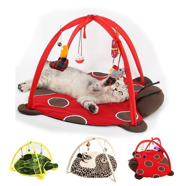 52x35cm Cat Play Mat Tent Centro de Atividade com Pendurar Brinquedos Bolas Camundongos Ao Ar Livre Pets Cama para 210722