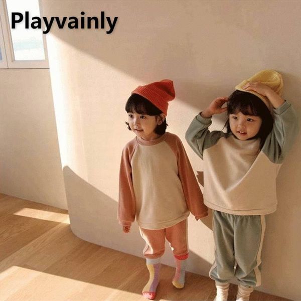 

clothing sets wholesale 2021 spring boys girls outfits leisure long sleeves cotton 2pcs sport baby clothes e4006, White