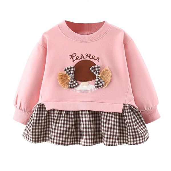 

girl's dresses baby girl cute dress long sleeve fall casual sweater toddler clothes pink kids princess 2021 fashion clothing, Red;yellow