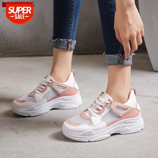 

Fashion Patchwork PU + Mesh Women Casual Shoes Spring Breathable Lace Up Flat Sneakers Non-slip White Shoes Female #2e4d
