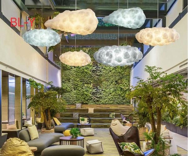 

pendant lamps nordic creative bedroom children's room chandelier cloud shopping mall el clothing cotton white lamp