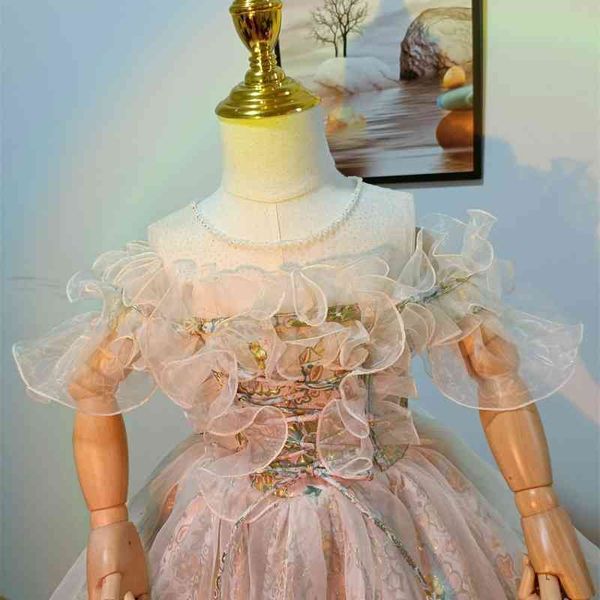 

sales girls' short sleeved pompous lolita wind baby one year old dress princess skirt, Red;yellow