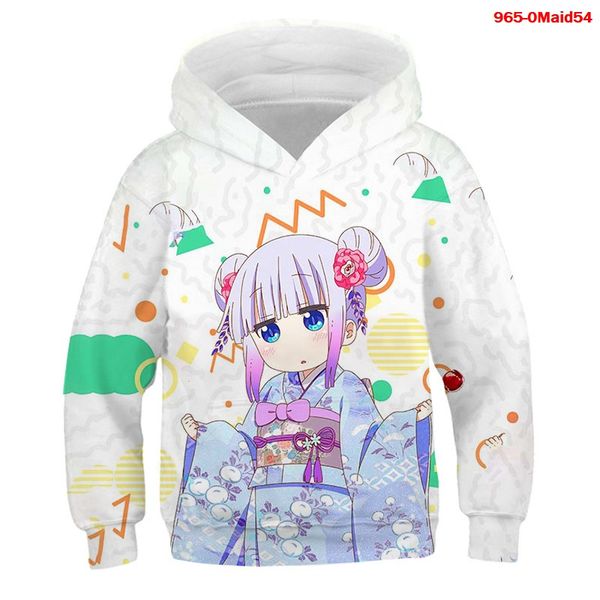 

miss kobayashis dragon maid hoodies kids cartoon 3d streetwear sweatshirt baby boys kids clothes autumn hoodie pullover, Black