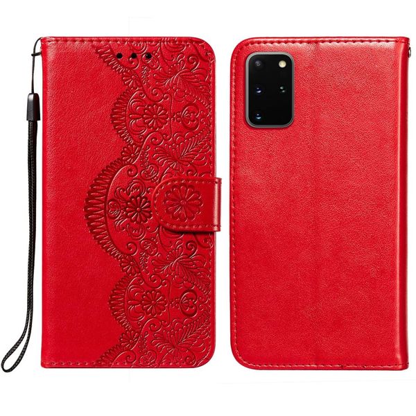 

for samsung galaxy s20 plus flower vine embossing pattern horizontal flip leather case with card slot holder wallet lanyard