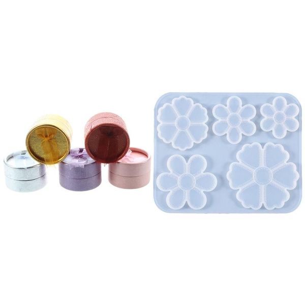 

baking & pastry tools 5pcs jewelry ring necklace earring gift package case box 1 pcs five petals hanging pendant silicone mold