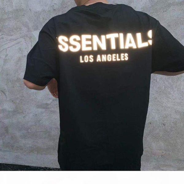 

19fw fog fear of god essentials 3m reflective tee los angeles short sleeves men women summer casual street skateboard t-shirt t08, White;black