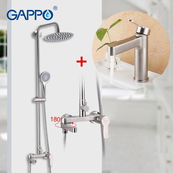 

gappo shower faucets wall mounted bathroom shower waterfall faucet stainless steel bathroom rainfall set bath tub faucet