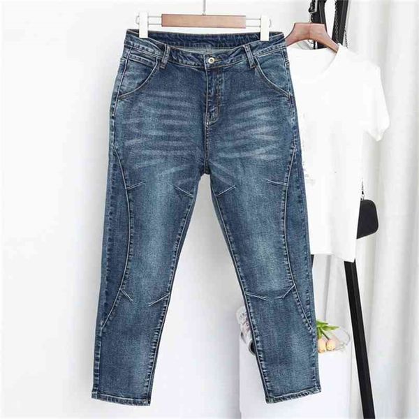 

spring autumn high waist boyfriend jeans for women trousers denim harem pants woman plus size pantalones mujer vaqueros 210708, Blue