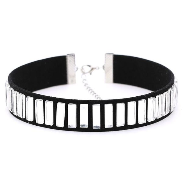 

chokers zimno goth collar fashion women choker korean velvet neck square rhinestone card chains gothic necklace for 2021, Golden;silver