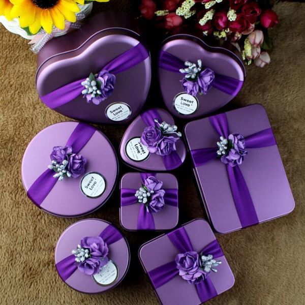 

gift wrap 10pcs/lot round,square,heart-shaped iron box vintage wedding candy with tag decoracion gifts for guests