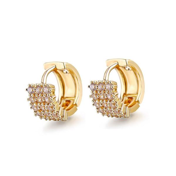 

hoop & huggie zslbs korea fashion shiny crystal earrings for women cubic zirconia piercing earring jewelry gift bijoux femme oorbellen, Golden;silver