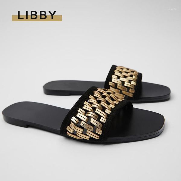 

slippers 2021 women shoes summer fashion low heel metal pu leather peep toe shoe woman outdoor comfortable sandals1, Black