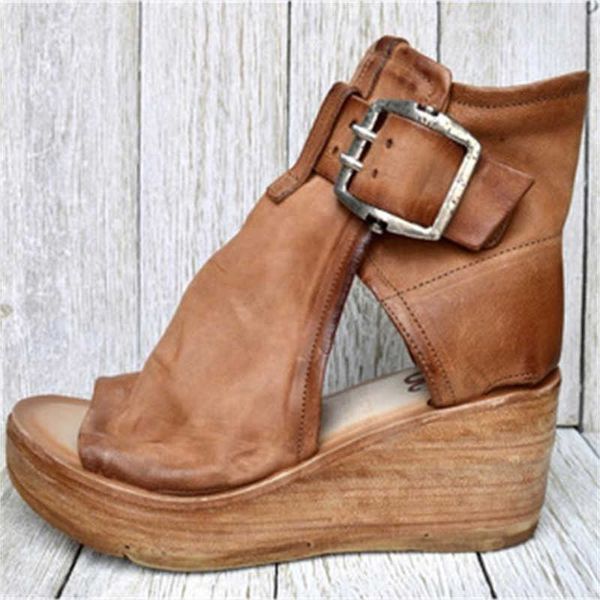 

summer new fish mouth women sandals peep toe side hollow female wedge casual comfortable thick bottom lady y0714, Black