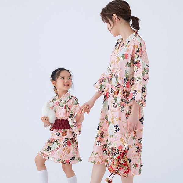 

ethnic clothing hanfu chinese style girl's improved cotton kimono thin children's princess dress sweet dance sling cherry blossom, Red