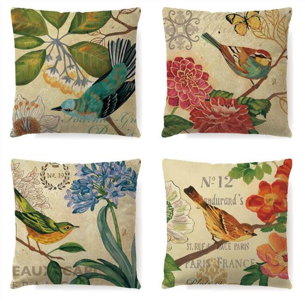 

cushion/decorative pillow flax cushion sleeve square bird decorative sofa bed chair