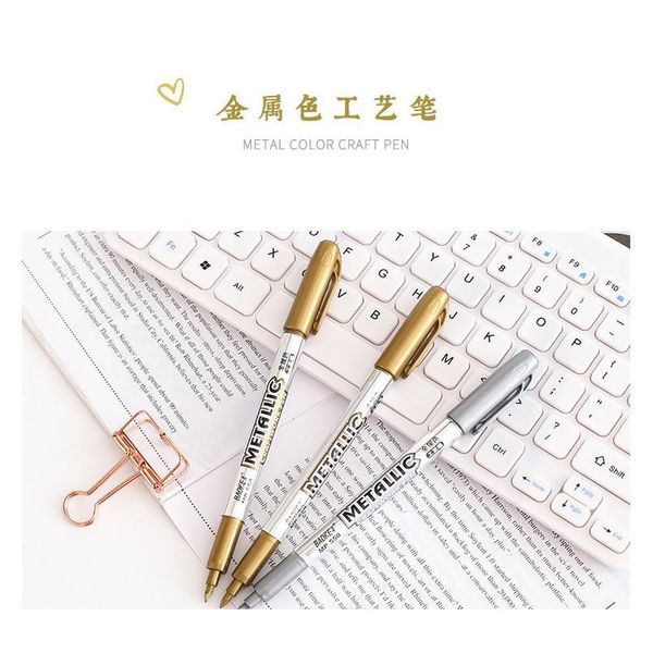 

6 pcs metallic marker pens 1.5mm fine point paint pen metallic painting pens metallic permanent markers for cards jlldke