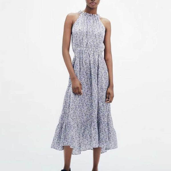 

dress za summer fashion floral print tube hanging neck chic women's dress casual street party women 210601, Black;gray