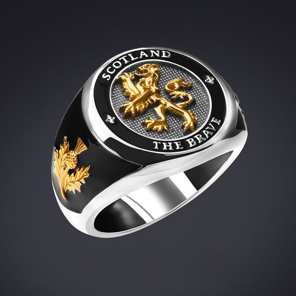

ring coffee scottish brave men's lion maple leaf starling holmes, Silver