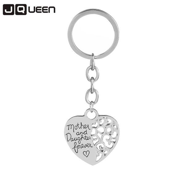 

keychains 2021 mother and daughter silver color keychain forever hollow heart key ring mother's day gift alloy