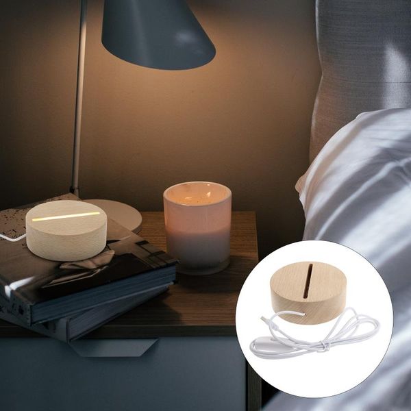 

lamp holders & bases 1pc practical wood craft base usb night light accessory