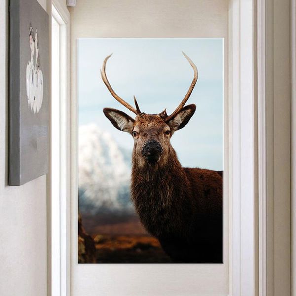 

canvas painting deer in forest poster animal pictures landscape posters and prints for living room decor wall home decoration