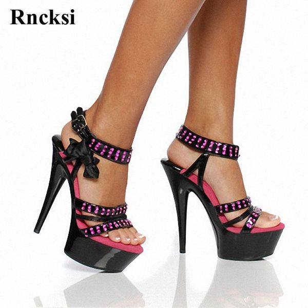 

sandals rncksi pole dance women shoes fashion night club party 15cm high heels stiletto clear platform, Black