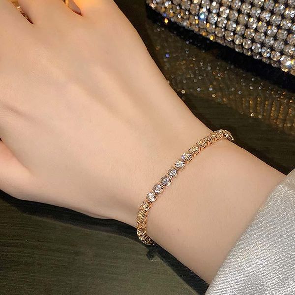 

link, chain fans exclusive welfare plating gold silver inlaid zirconia copper alloy bracelets accessories women fashion jewellerys, Black