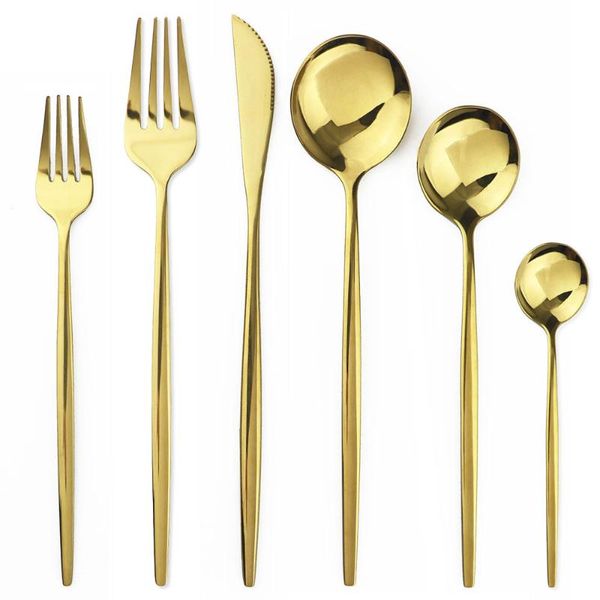 

dinnerware sets gold flatware set kitchen cutlery 18/10 stainless steel tableware silverware fork spoon dessert