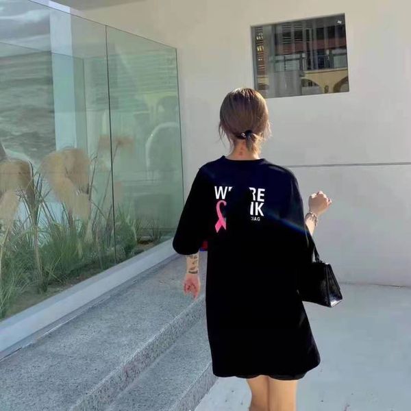 

luxury design correct version summer home ribbon letter print short sleeve t-shirt fashion, White