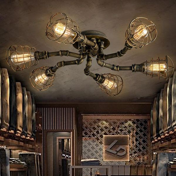 

ceiling lights vintage retro industrial pipe loft light creative personality iron restaurant bar kitchen living room lamp