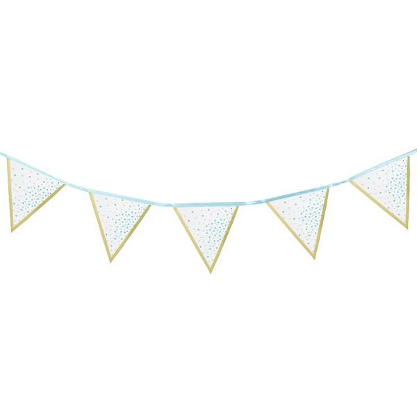 Party-Dekoration, 3,5 m, Babyblau, Einweg-Punkt-Goldfolie, Papierbanner, für Jungen, Geburtstag, Hochzeit, Urlaub, DIY, umweltfreundlich