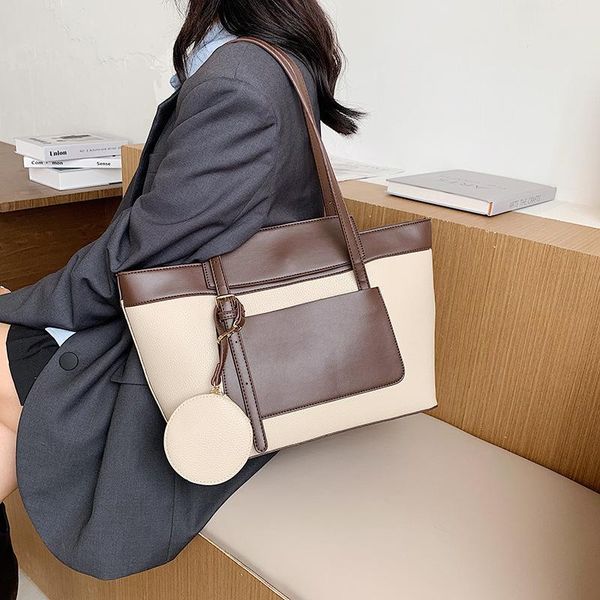 

color matching fashion handbag shoulder capacity women's single bag large fpshh