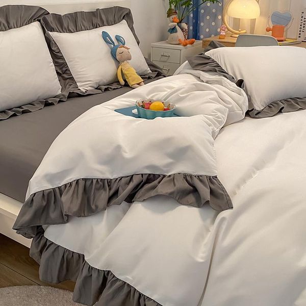 

bedding sets of washable cotton bed, summer sheet, quilt cover, spring and fitted three piece set nordic style, 4