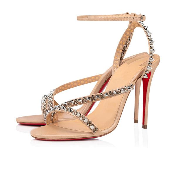 

elegant ladies summer heels red bottom high heel sandal mafaldina spikes women red soles shoes summers heel ankle buckle shoes, Black