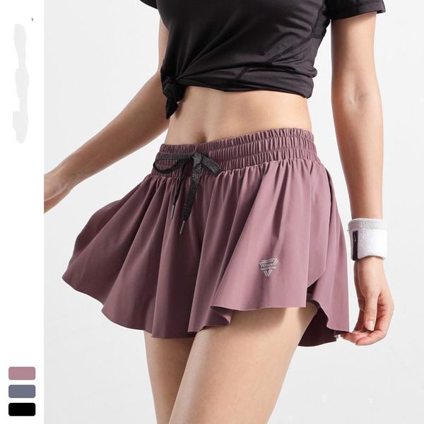 

style loose sports shorts women summer double-layer safety quick drying yoga fitness running pants1, White;black