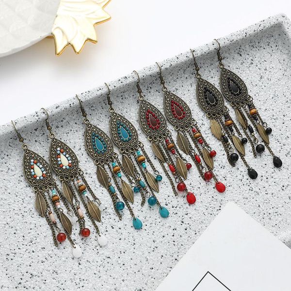 

dangle & chandelier bohemian earrings for women retro long tassel jewelry european and american fashion ethnic style geometric, Silver