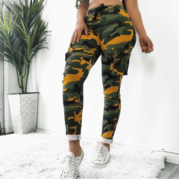 

women's pants & capris womens camo cargo trousers woman high waist camouflage army for women joggers casual pantalon femme sj2482v, Black;white